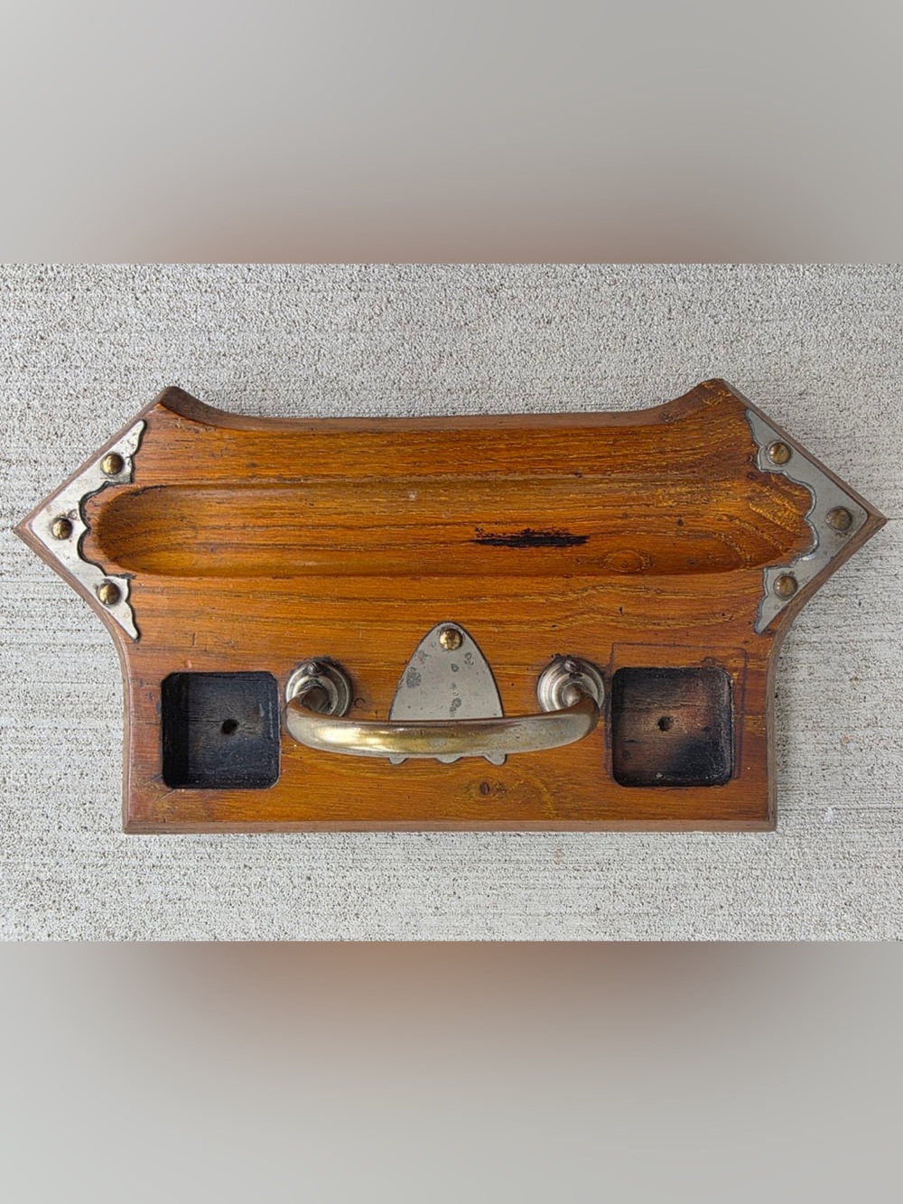 Antique Wooden Inkstand / Inkwell Stand